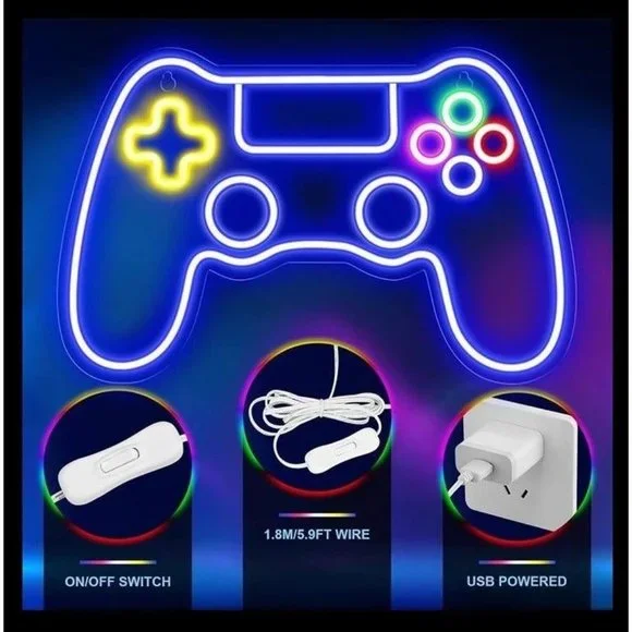 NEW Game Controller LED Light Neon Sign (Room Decor Teen Boy Wall Gamer Gaming - Picture 5 of 8